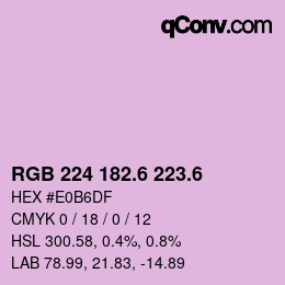 カラーコード: RGB 224 182.6 223.6 | qconv.com