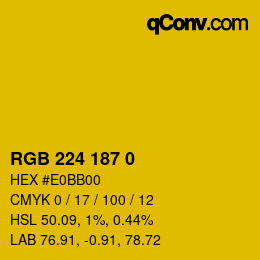 Color code: RGB 224 187 0 | qconv.com