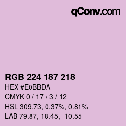 Color code: RGB 224 187 218 | qconv.com