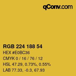 Código de color: RGB 224 188 54 | qconv.com