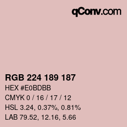 Color code: RGB 224 189 187 | qconv.com