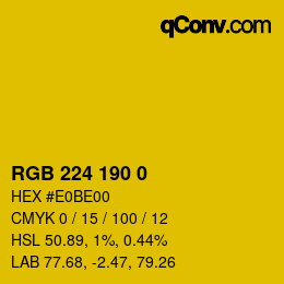 Color code: RGB 224 190 0 | qconv.com