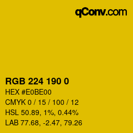 Color code: RGB 224 190 0 | qconv.com