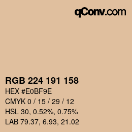 カラーコード: RGB 224 191 158 | qconv.com