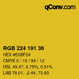 Código de color: RGB 224 191 36 | qconv.com