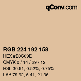 Color code: RGB 224 192 158 | qconv.com