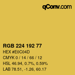 Color code: RGB 224 192 77 | qconv.com