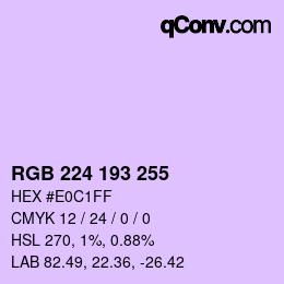 カラーコード: RGB 224 193 255 | qconv.com
