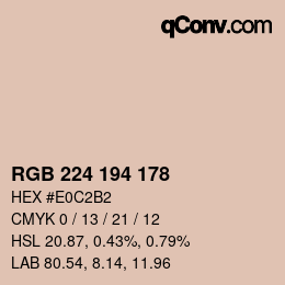 カラーコード: RGB 224 194 178 | qconv.com