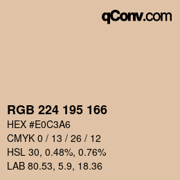 Color code: RGB 224 195 166 | qconv.com