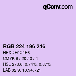 Color code: RGB 224 196 246 | qconv.com
