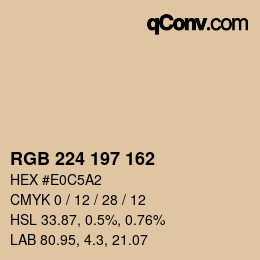 Color code: RGB 224 197 162 | qconv.com