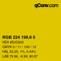 カラーコード: RGB 224 198.8 0 | qconv.com