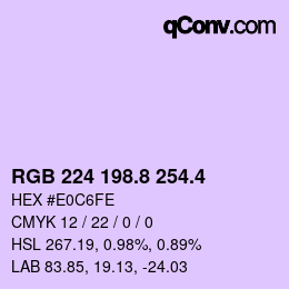 カラーコード: RGB 224 198.8 254.4 | qconv.com
