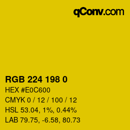 Color code: RGB 224 198 0 | qconv.com