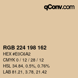 Color code: RGB 224 198 162 | qconv.com