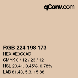 カラーコード: RGB 224 198 173 | qconv.com