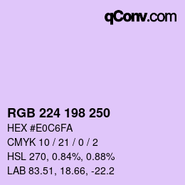 Color code: RGB 224 198 250 | qconv.com