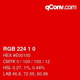 Color code: RGB 224 1 0 | qconv.com