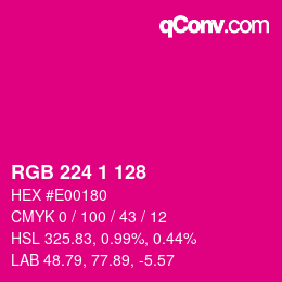 颜色代码: RGB 224 1 128 | qconv.com