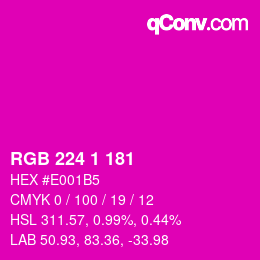 Color code: RGB 224 1 181 | qconv.com