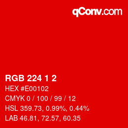 カラーコード: RGB 224 1 2 | qconv.com