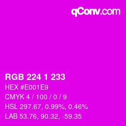 Color code: RGB 224 1 233 | qconv.com