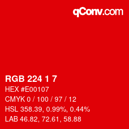 Color code: RGB 224 1 7 | qconv.com