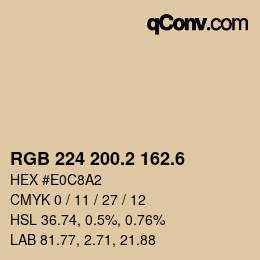 カラーコード: RGB 224 200.2 162.6 | qconv.com