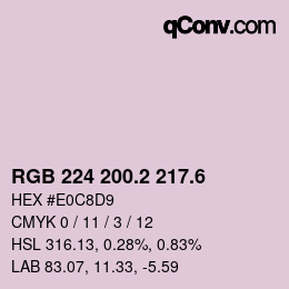 カラーコード: RGB 224 200.2 217.6 | qconv.com