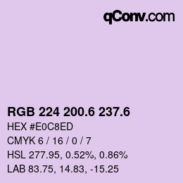 カラーコード: RGB 224 200.6 237.6 | qconv.com