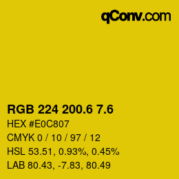 カラーコード: RGB 224 200.6 7.6 | qconv.com