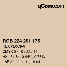 Color code: RGB 224 201 175 | qconv.com