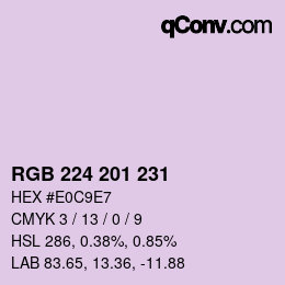 Color code: RGB 224 201 231 | qconv.com