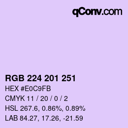 Color code: RGB 224 201 251 | qconv.com