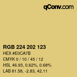 Color code: RGB 224 202 123 | qconv.com