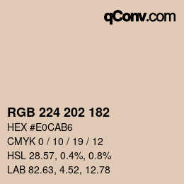 Color code: RGB 224 202 182 | qconv.com