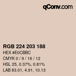 Color code: RGB 224 203 188 | qconv.com