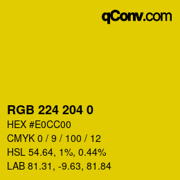 颜色代码: RGB 224 204 0 | qconv.com