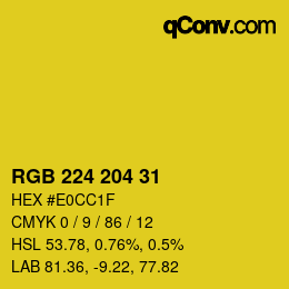カラーコード: RGB 224 204 31 | qconv.com