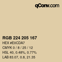 颜色代码: RGB 224 205 167 | qconv.com