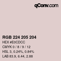 Code couleur: RGB 224 205 204 | qconv.com