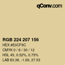 Color code: RGB 224 207 156 | qconv.com