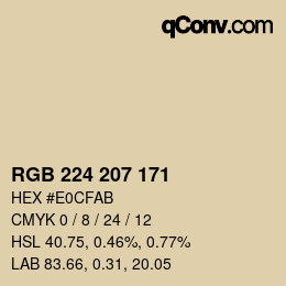 Farbcode: RGB 224 207 171 | qconv.com