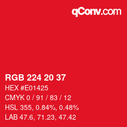 Color code: RGB 224 20 37 | qconv.com