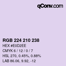 カラーコード: RGB 224 210 238 | qconv.com