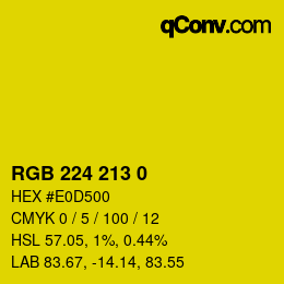 Color code: RGB 224 213 0 | qconv.com