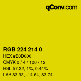 Color code: RGB 224 214 0 | qconv.com
