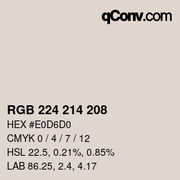 颜色代码: RGB 224 214 208 | qconv.com