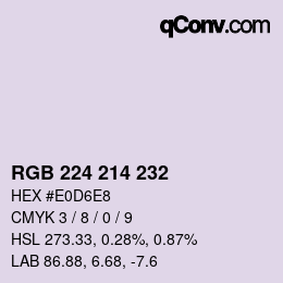 Color code: RGB 224 214 232 | qconv.com